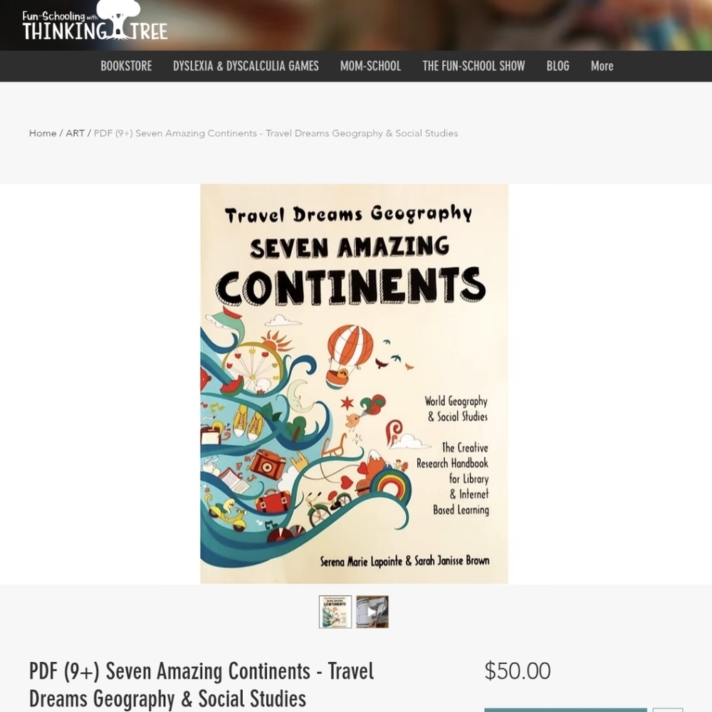 THINKING TREE Seven Amazing Contiments Workbook HOMESCHOOL World Geography